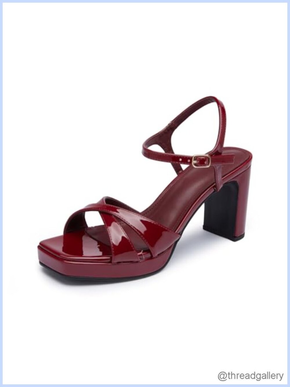 Platform Chunky Heels Women Square Open Toe Criss-Cross Ankle Strap Sandals
